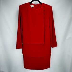 Holiday Christmas Festive Red Layered Dress Sz 8 Med / Large
